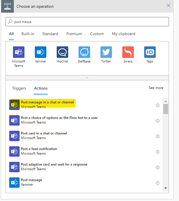 send private message teams power automate