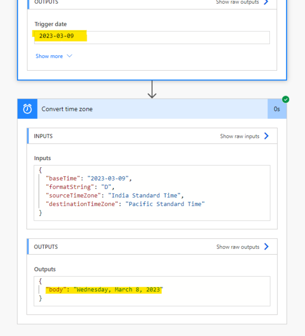 How to convert time zone in power automate crmonce