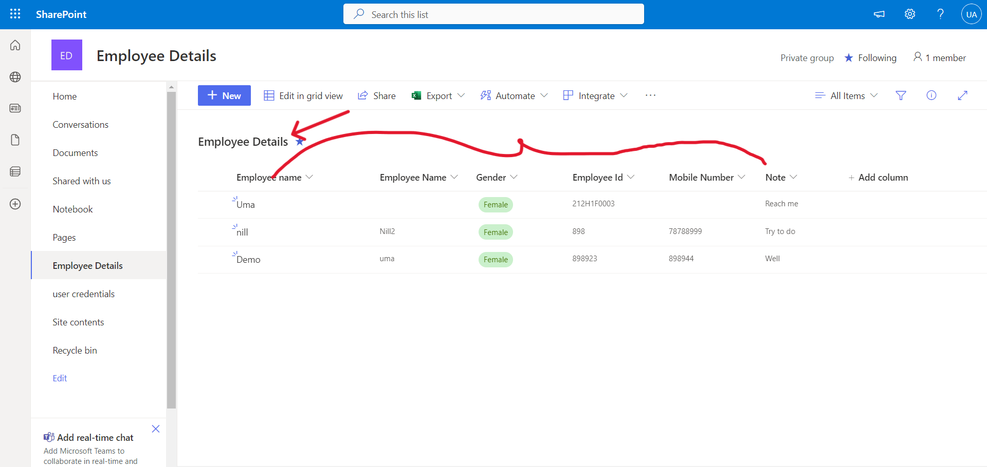 Sharepoint List