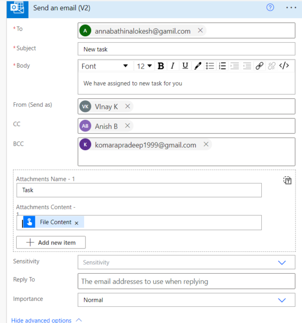 power automate email body format